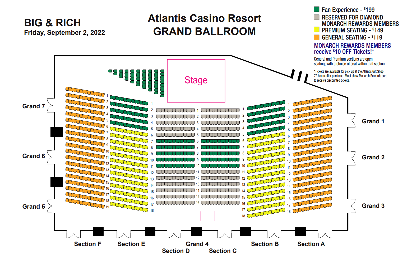 Seating Chart for Big & Rich