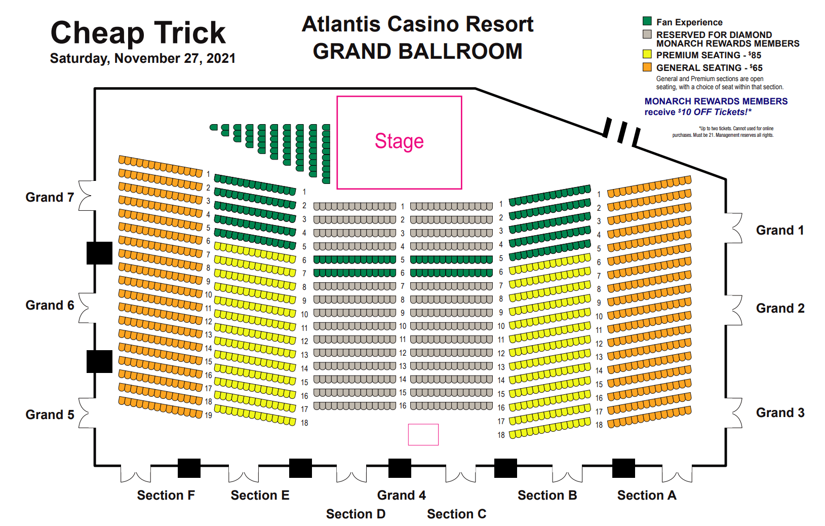 Seating Chart for Cheap Trick Concert