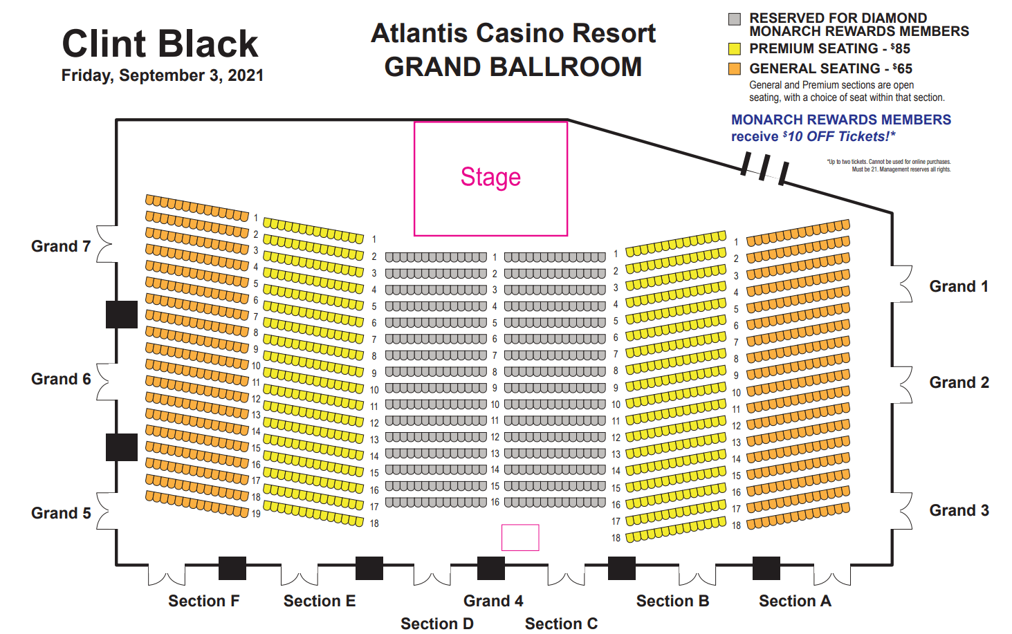 Seating Chart for Clint Black