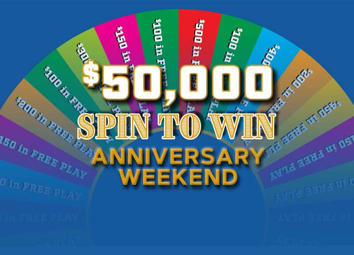 50K Spin to Win Anniversary Weekend