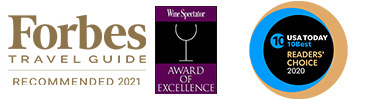 Forbes Travel Guide Recommended 2020 Logo and Wine Spectator Award of Excellence Logo